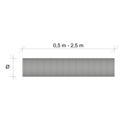 Flexrohr Durchmesser 150, Länge 62-250cm inkl. 2x Schelle